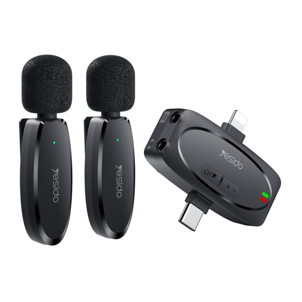 [Pachet 2x] Microfon tip lavariera wireless Yesido KR15 - Negru