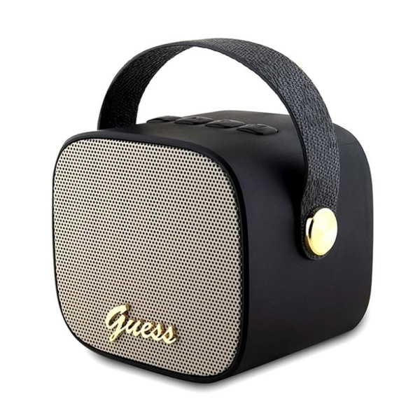 Boxa Portabila Bluetooth 5.3, TWS, 5W, AUX, TF Card - Guess Wireless Speaker PU Leather 4G Script Logo (GUWSB2P4SMK) - Negru