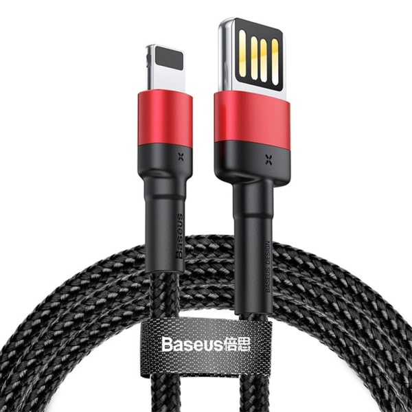 Cablu date Lightning Baseus, 480Mbps, 2.4A, 1m, CALKLF-G91 - Rosu/Negru