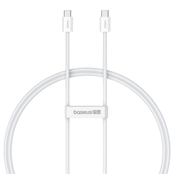 Cablu de date Baseus (P10365200211-00) - Tip-C la Tip-C, 30W, 1m - Alb