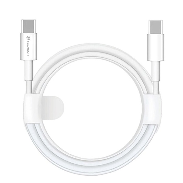 Cablu de date (PCB130) - tip C la tip C, încărcare rapidă, 60 W, 480 Mbps, aliaj de aluminiu, 1 m - Alb