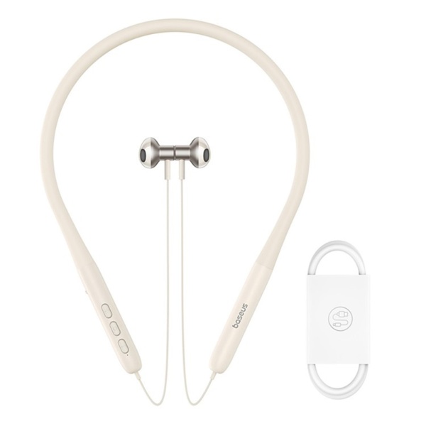 Casti Baseus Bluetooth Bowie P1 (A00025800223-Z1) - Bandă pentru gât pe jumătate, Bluetooth 5.2 - Stellar White