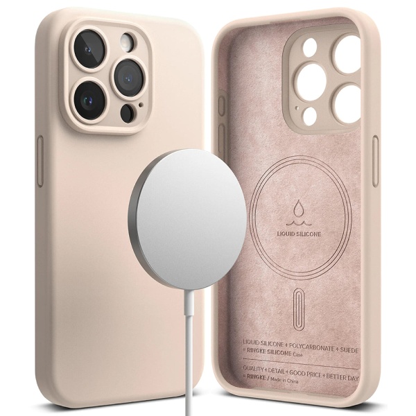 Husa Iphone 15 Pro Max, Silicon MagSafe, Roz