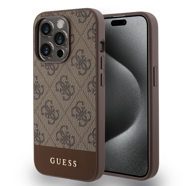 Husa originala Guess iPhone 15 Pro Max Hardcase 4G Stripe Collection, GUHCP15XG4GLBR - Maro
