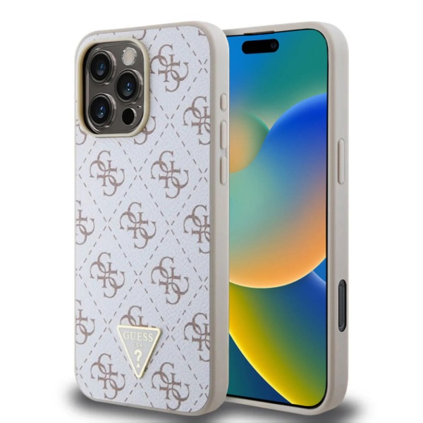 Husa originala Guess iPhone 16 Pro Hardcase 4G Triangle Metal Logo - Alb