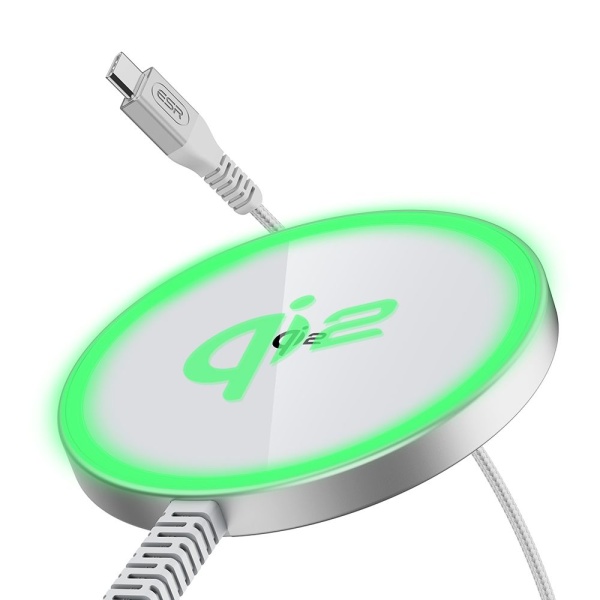 Incarcator MagSafe wireless ESR HaloLock Qi2, 15W - Alb