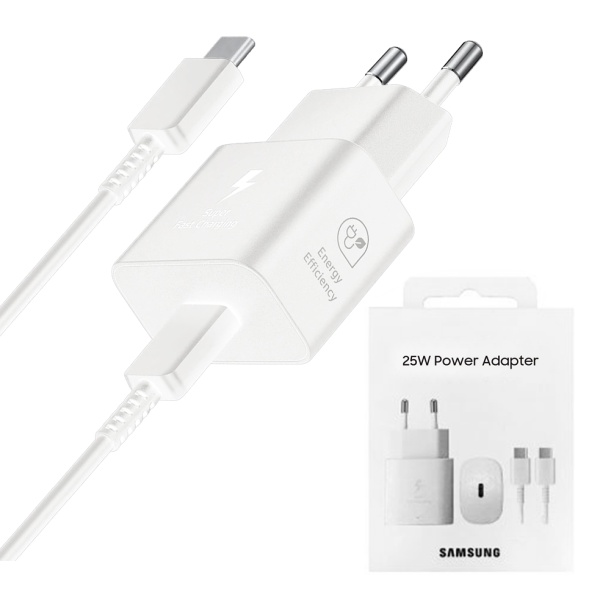 Incarcator Samsung Super Fast Charging 25W + cablu USB-C, EP-T2510XWEGEU, Alb