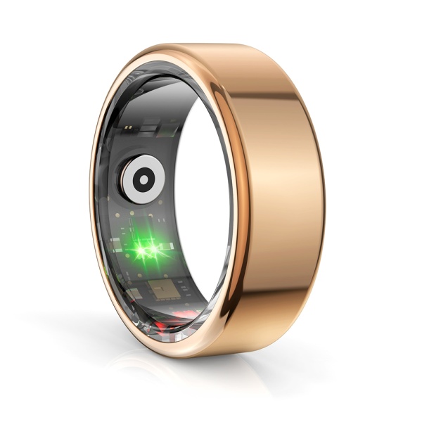 Inel Smart Techsuit (R02) - Unisex, Monitorizeaza ritmul cardiac, HRV, Saturatia de oxigen, Somn, Fitness, Dimensiune 18mm - Rose Gold