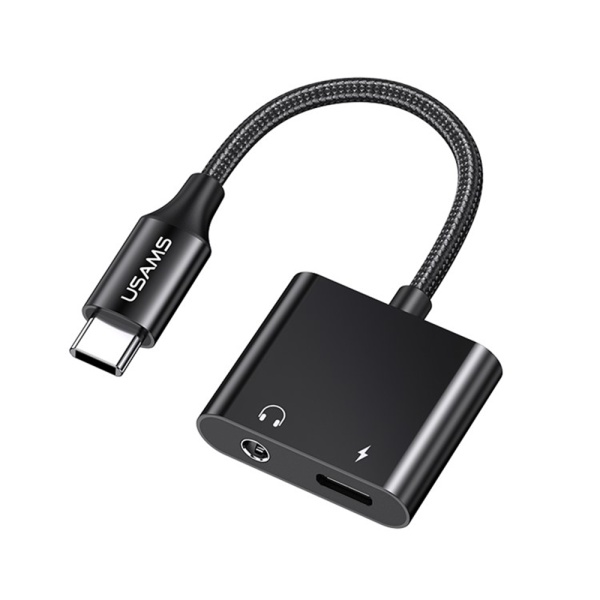 Adaptor audio Jack incarcare tip C PD60W Usams AU15, US-SJ598 - Negru