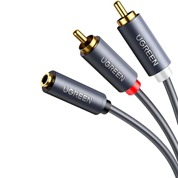 Cablu audio 2 x RCA la auxiliar Jack 3.5mm Ugreen, 10588 - Gri