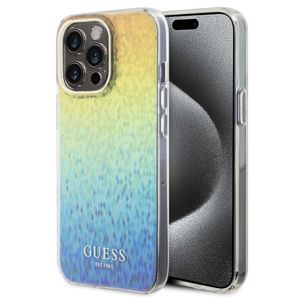 Husa Guess Hardcase IML Faceted Mirror Disco Iridescent iPhone 15 Pro Max GUHCP15XHDECMI- Multicolor