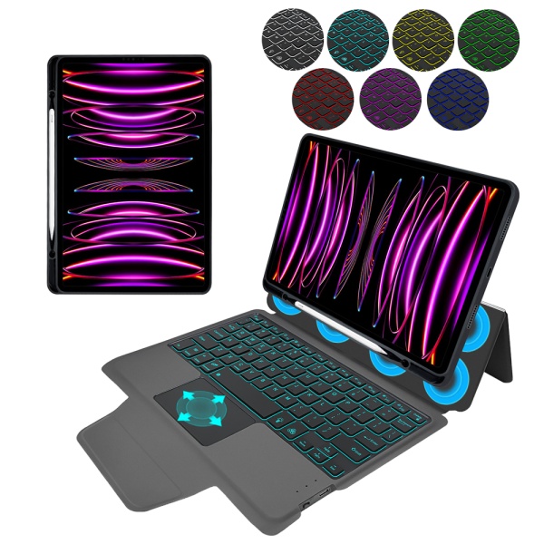 Husa iPad Pro 11 (2018 / 2020 / 2021 / 2022) -Techsuit - KeyTab Pro (cu tastatură fără fir RGB/suport stilou) - Negru (Copy 11)
