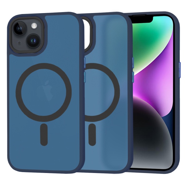 Husa IPhone 14 Techsuit - HaloFrost MagSafe Series, Albastru