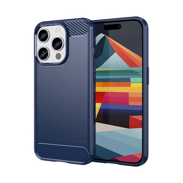 Husa iPhone 15 Pro Carbon, Albastru
