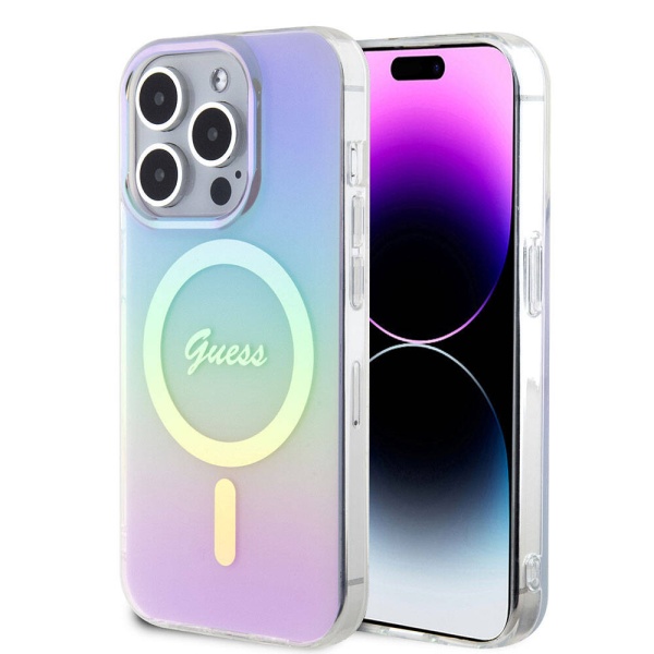 Husa iPhone 15 Pro originala Guess IML Iridescent MagSafe GUHMP15LHITSU- Violet