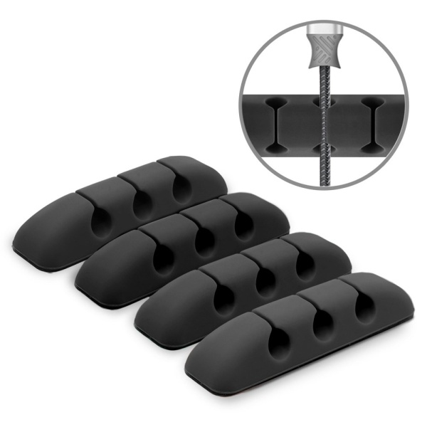 [Pachet 4x] Organizator cabluri Ringke Silicone One Color Autoadeziv Pentru Birou - ACOR0002 - Negru