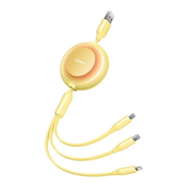 Cablu date retractabil Type-C, iPhone, Micro-USB Baseus, CAMJ010011 - Galben