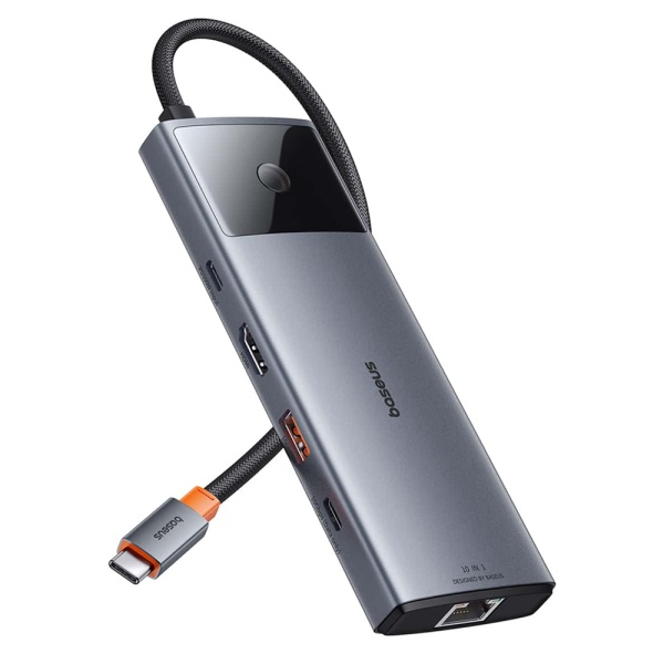 Hub USB-C la HDMI, 3xUSB, 2xUSB-C, RJ45, SD,TF, Jack3.5mm Baseus, B00061800813-00 - Gri