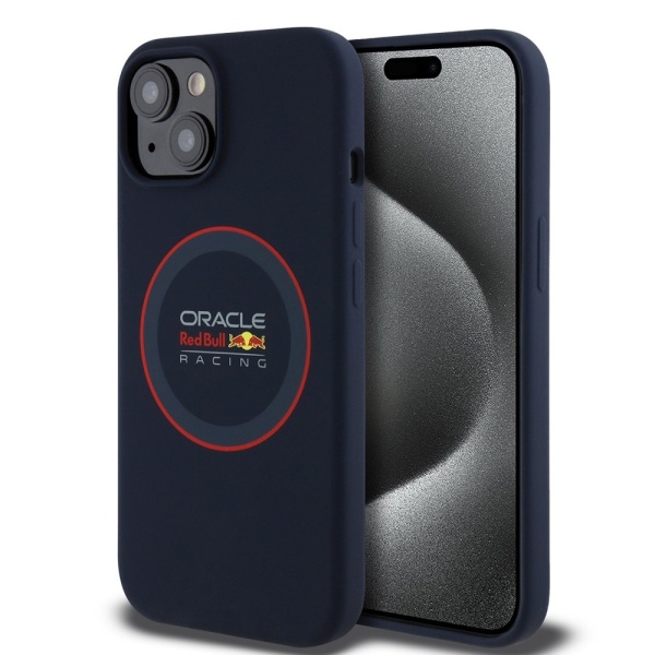 Husa pentru iPhone 15 Pro Max - Red Bull Racing Silicone Red Ring MagSafe (RBHMP15X24SIILVR) - Navy