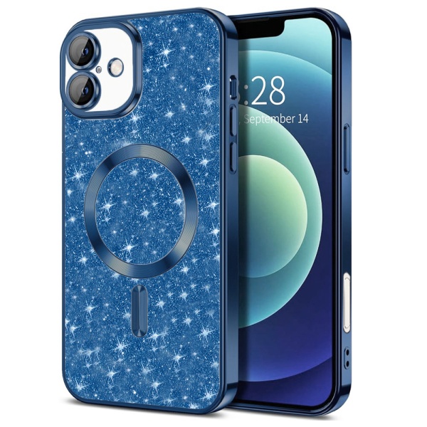 Husa premium iPhone 16 Plus Techsuit Luxury Glitter MagSafe - Albastru