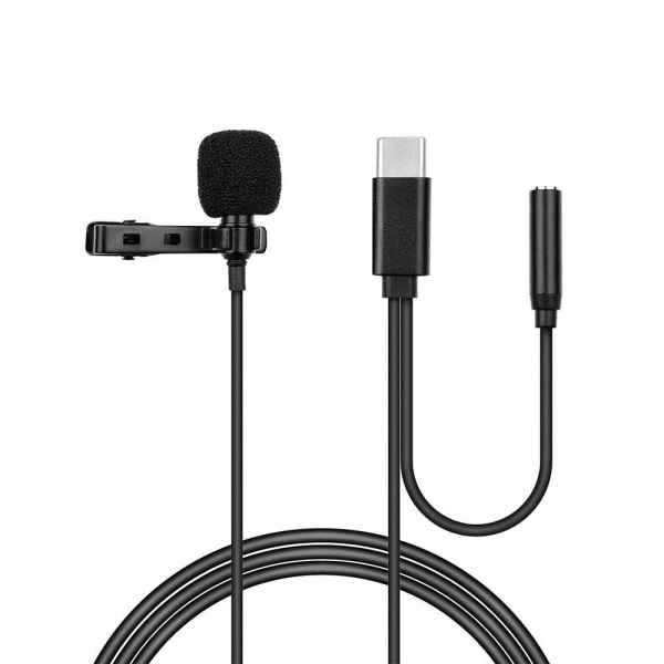 Microfon lavaliera cu fir Techsuit WL2, Type-C, Jack - Negru
