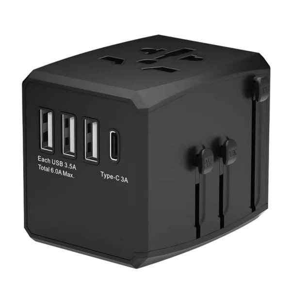 Adaptor priza EU la US, UK, AUS, PD15W, Techsuit, HHT904- Negru