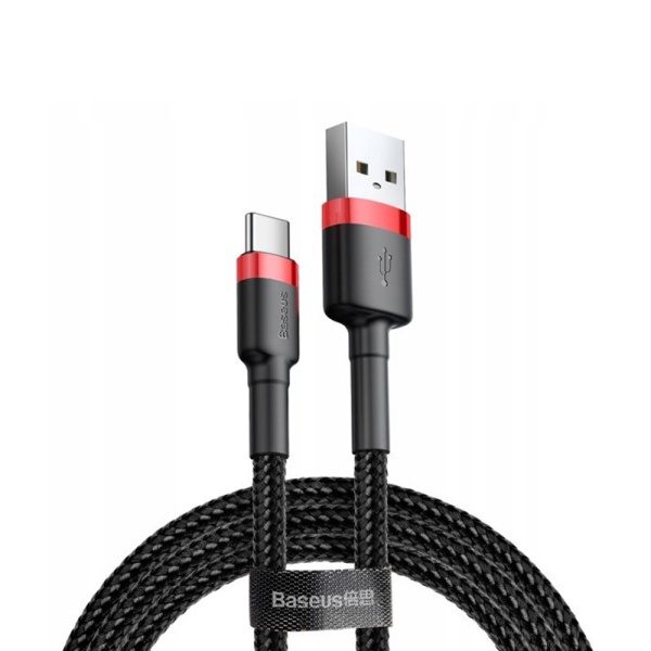Cablu de date Baseus (CATKLF-F91) - USB la Type-C, 2A, 2m - Rosu / Negru