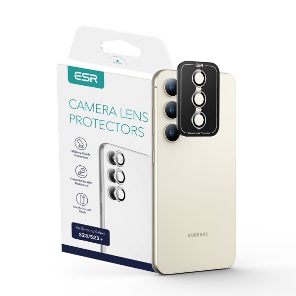 Folie sticla camera Samsung Galaxy S23 Plus ESR Lens Protector, Silver