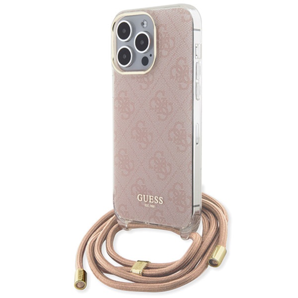 Husa Guess Crossbody Cord 4G Print iPhone 15 Pro Max GUHCP15XHC4SEP- Roz