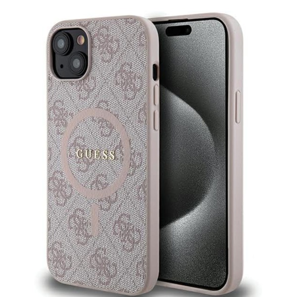 Husa Guess iPhone 14 Plus 4G Collection Leather MagSafe, GUHMP15MG4GFRP - Roz
