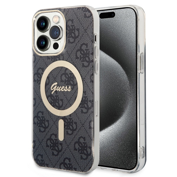Husa iPhone 15 Pro Max originala Guess IML 4G MagSafe GUHMP15XH4STK - Negru