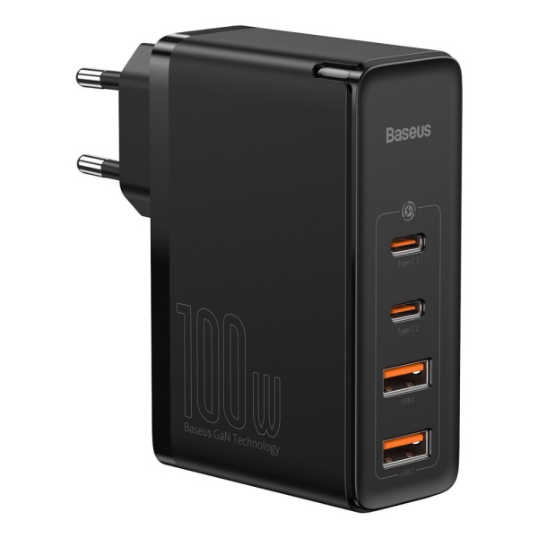 Incarcator 2xUSB QC3.0/2xType-C PD100W + cablu Baseus, CCGAN2P-L01, Negru