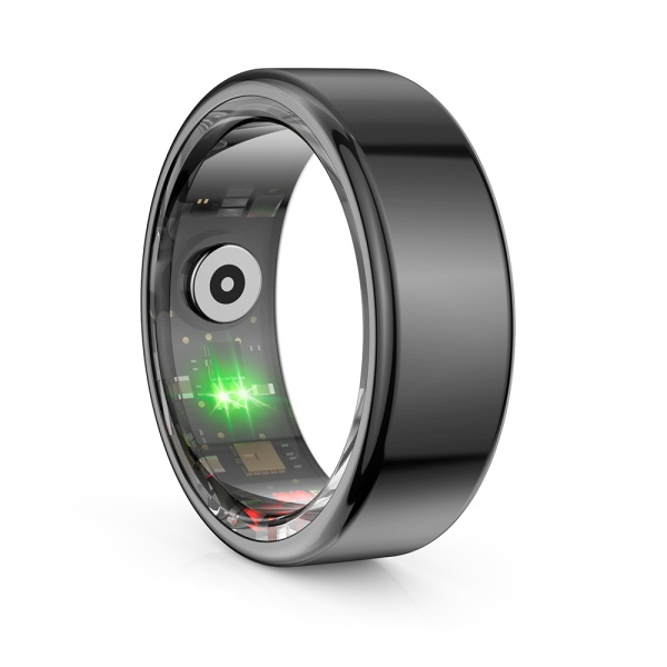 Inel Smart Techsuit (R02) - Unisex, Monitorizeaza ritmul cardiac, HRV, Saturatia de oxigen, Somn, Fitness, Dimensiune 18mm - Negru