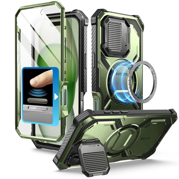 [Pachet 360°] Husa + folie iPhone 16 I-Blason Armorbox - Verde