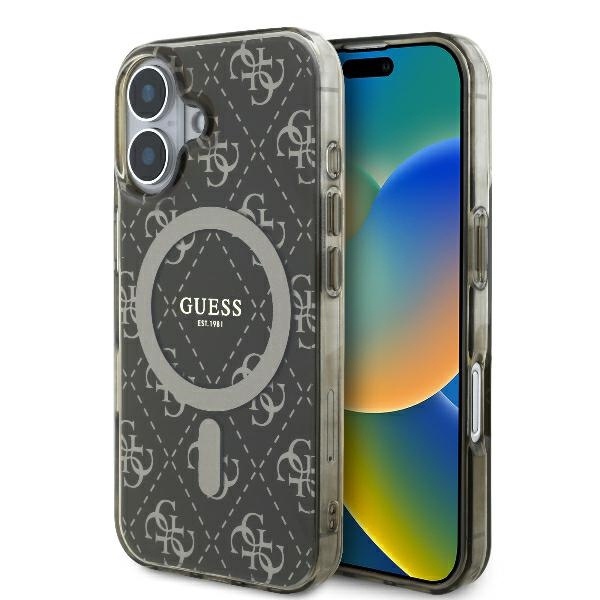 Husa iPhone 16 Plus Guess IML 4G Background MagSafe - Maro