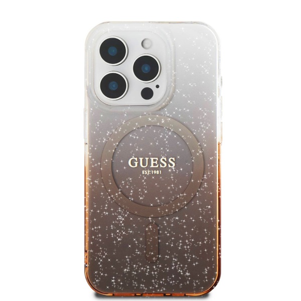 Husa iPhone 16 Pro originala Guess IML Glitter Gradient MagSafe - Maro