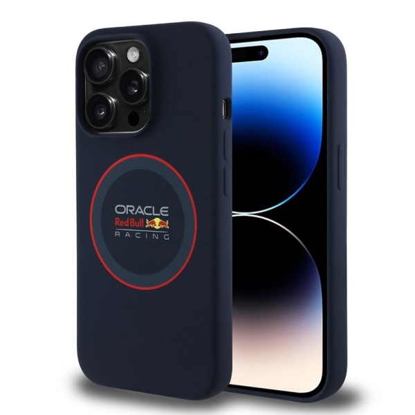 Husa pentru iPhone 16 Pro Max - Red Bull Racing Silicone Red Ring MagSafe (RBHMP16X24SIILVR) - Navy