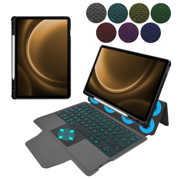 Husa Samsung Galaxy Tab S9 FE -Techsuit - KeyTab Pro (cu tastatură fără fir RGB/suport stilou) - Negru (Copy 11)