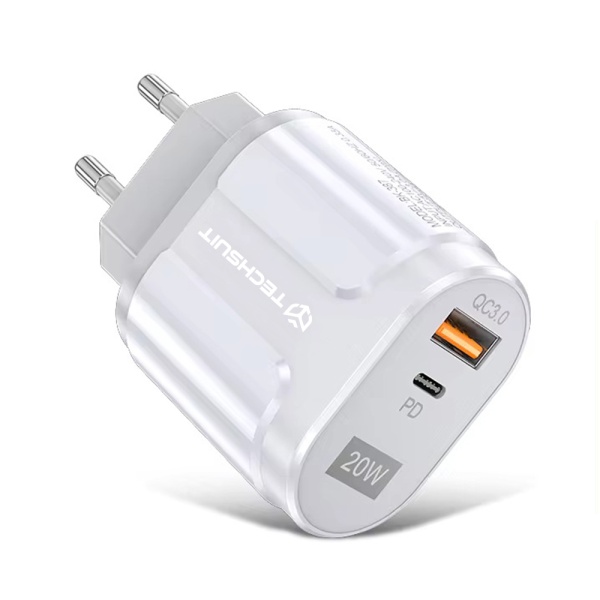 Incarcator de perete Techsuit Premium (CHPD038) - USB-A, QC 3.0, USB-C, 20W - Alb