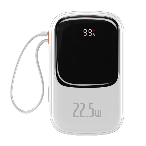 Baterie Externa Baseus Qpow Pro (PPQD060302/PPQD030102) - QC/PD/SCP/FCP, 20000mAh, 22,5W cu cablu USB-C - Alb