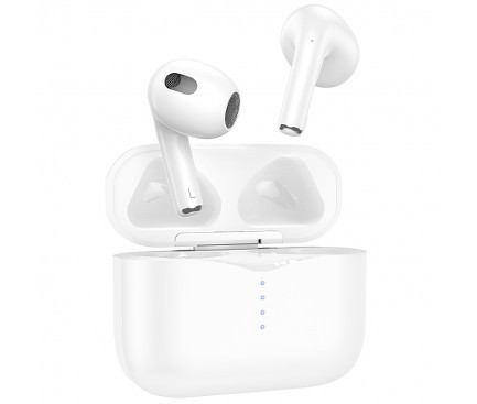 Casti Wireless EW09 Hoco, 300mAh, Bluetooth 5.3 TWS, Albe