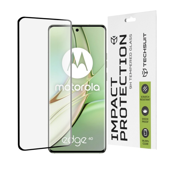 Folie pentru Motorola Edge 40 / Edge (2023) Techsuit 111D Full Cover / Full Glue Glass / 3D Curved Screen - Black