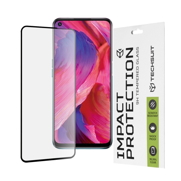 Folie pentru Oppo A54 5G / A74 5G / OnePlus Nord N200 5G Techsuit 111D Full Cover / Full Glue Glass / 3D Curved Screen - Black