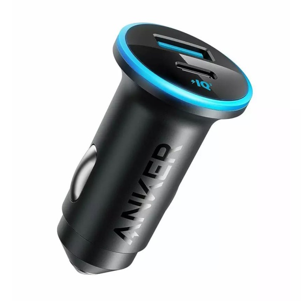 Incarcator auto USB, Type-C, lumina LED Anker 323, 52.5W, negru