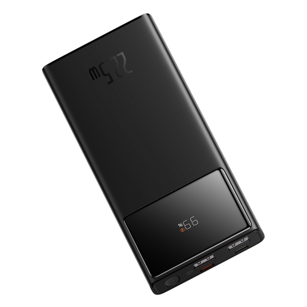Acumulator Extern 2x USB, Type-C, Micro-USB, 22.5W, 10000mAh + Cablu Type-C, 3A, 30cm - Baseus Star-Lord (PPXJ100001) - Negru