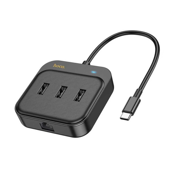 Adaptor Ethernet RJ45 USB-C Hoco HB35, 0.2m- Negru