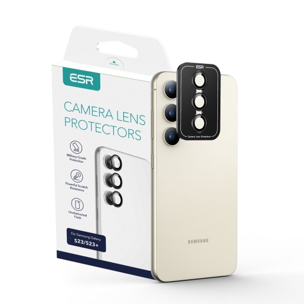 Folie sticla camera Samsung Galaxy S23 Plus ESR Lens Protector, Black