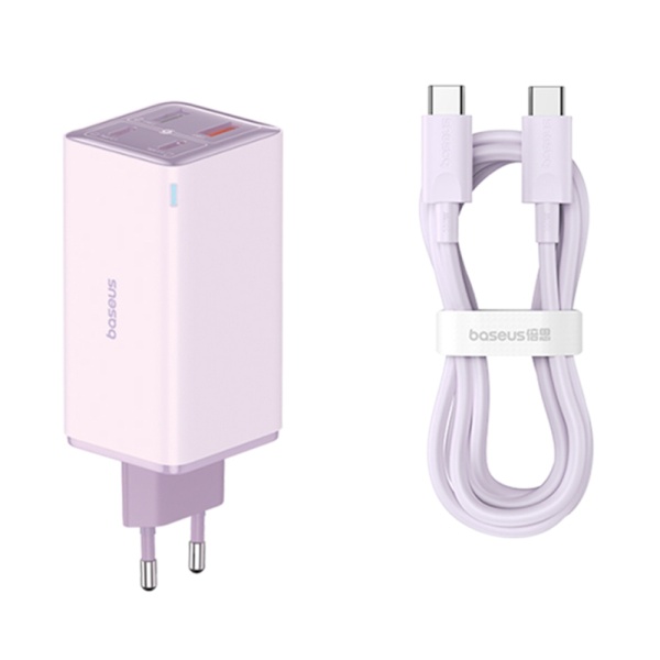 Incarcator de perete Baseus GaN6 Pro (P10162705532-00) - 2x USB, 2x Type-C, 100W, cu cablu Tip-C, 100W, 20V, 5A, 1m - Violet