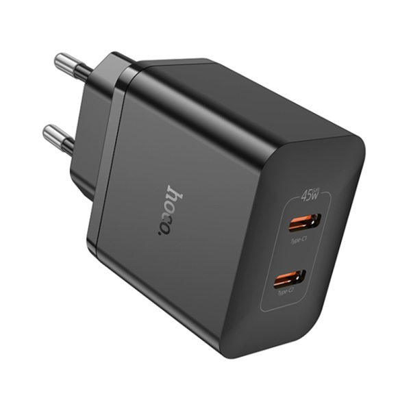 Incarcator de perete Hoco, Streamer (N35) - Port dublu 2x Type-C PD45W - Negru