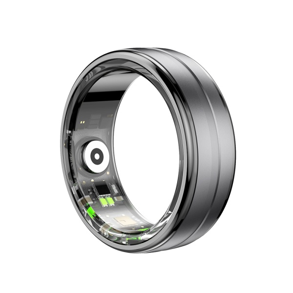 Inel Smart Techsuit (R06) - Unisex, Monitorizeaza ritmul cardiac, Pedometru, Saturatie de oxigen, Somn, Fitness, Dimensiune 19.8mm - Negru